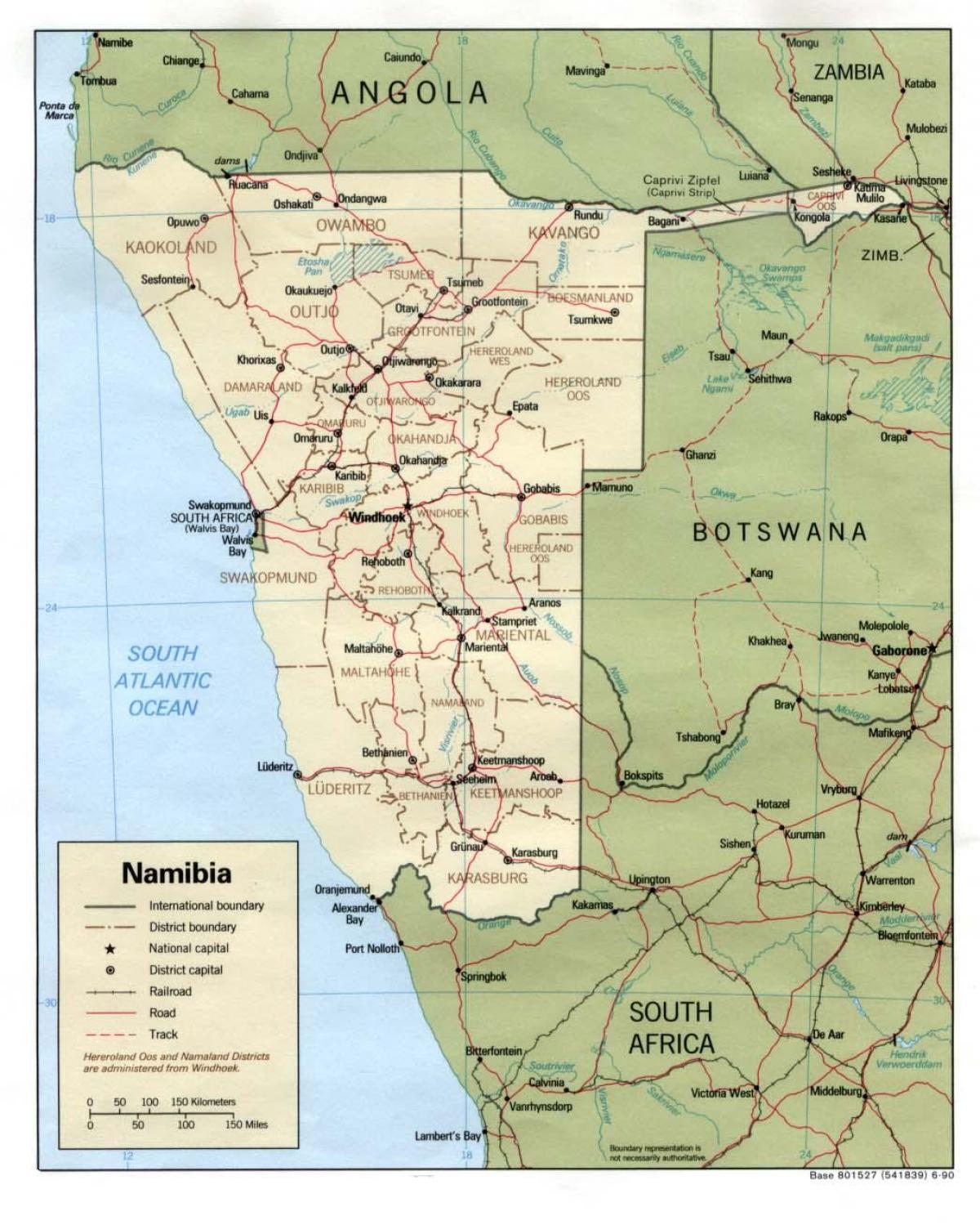 Namíbiai térkép minden város