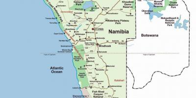 A csontváz-part Namíbia térkép