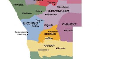 Térkép Namíbia a régiók